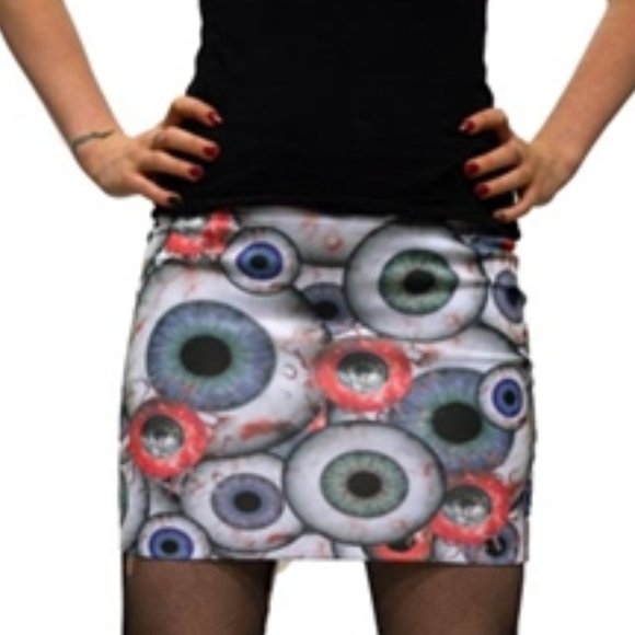 KREEPSVILLE 666 - GOOGLE BLOODSHOT EYES MINI SKIRT - Picture 2 of 3